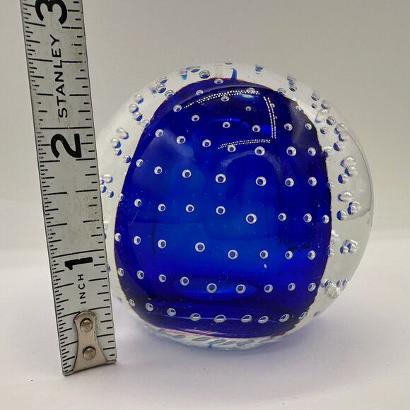 Glass Eye Studio Paper Weight Blue Wave Signed GES - Picture 10 of 11